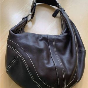 Dark Brown Leather Coach Handbag